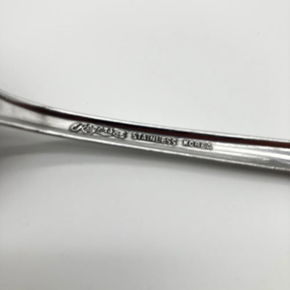 Regasa Stainless Teaspoon Korea Vintage Silver Floral Pattern Flatware Spoon